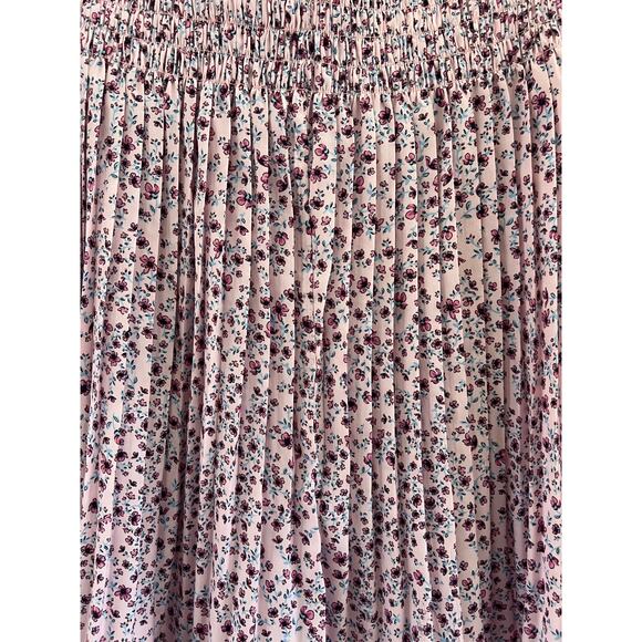 Nicholas Revolve Smocked Floral Midi Skirt Womens 6 Cottagecore Whimsy Pink READ - Picture 9 of 14